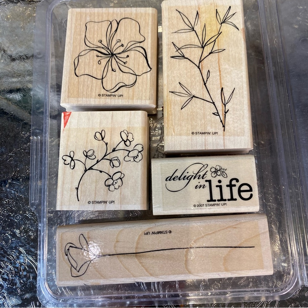 Stampin' Up! Floral and Sentiment Wood Stamp Collection set of 5